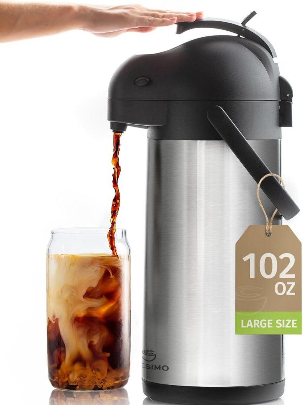Large 102oz Coffee Carafe with Pump | Hot Water Dispenser Airpot for Parties